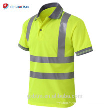 En gros À Manches Courtes Sport Réfléchissant Salut Vis Sécurité Polo Chemise Travail de Travail Haute Visibilité Humidité Mèche t-shirt